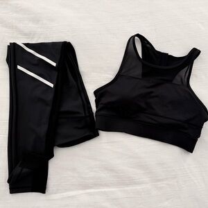 ZYIA Black and White Sports Bra and Leggings Set